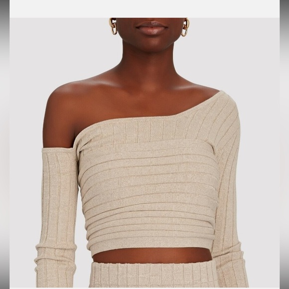 Ronny Kobo Collection Sweaters - Ronny Kobo Collection Off-Shoulder Sweater - Cream